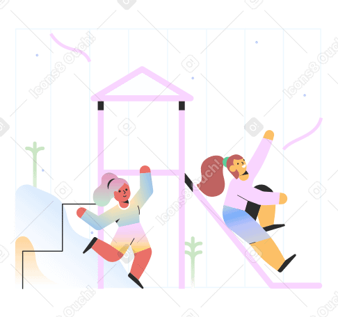 Kids playing on the playground Illustration in PNG, SVG