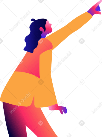 Вид сбоку женщины, указывающей рукой вверх в PNG, SVG