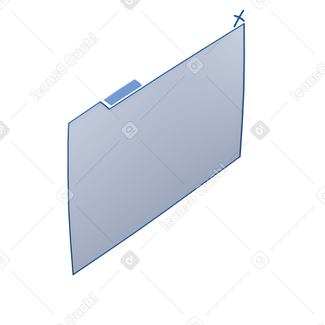 3D Three-quarter view of a blue browser window turned right Illustration in PNG, SVG