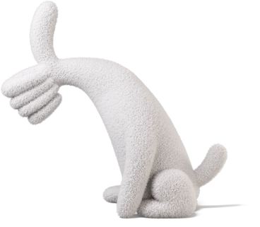 Side view of a fluffy body showing thumb up to the left PNG, SVG