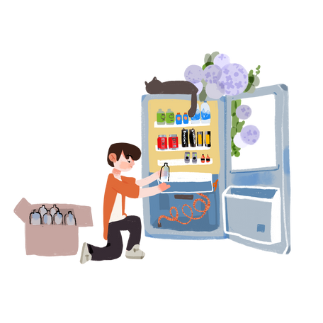Downloading groceries Illustration in PNG, SVG