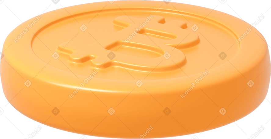 3D Close up of bitcoin coin Illustration in PNG, SVG