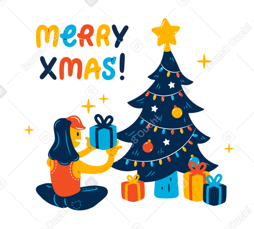 Merry Xmas Illustration in PNG, SVG