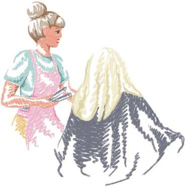 Woman hairdresser with client PNG, SVG