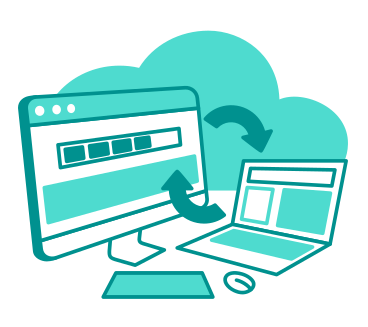 Cloud data exchange between pc and laptop  PNG, SVG