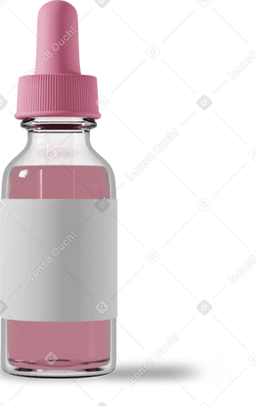 3D pink cosmetic serum bottle Illustration in PNG, SVG