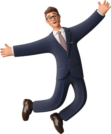 businessman in blue suit jumping PNG, SVG