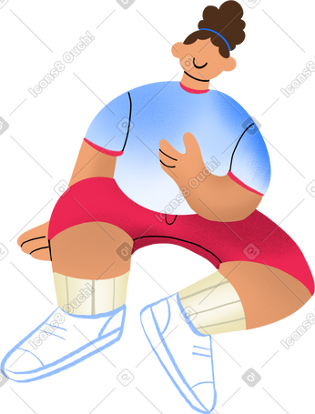 person in shorts sitting hand near chest PNG, SVG