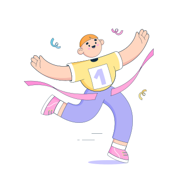 Ilustração animada de Homem cruzando com sucesso a linha de chegada em GIF, Lottie (JSON), AE