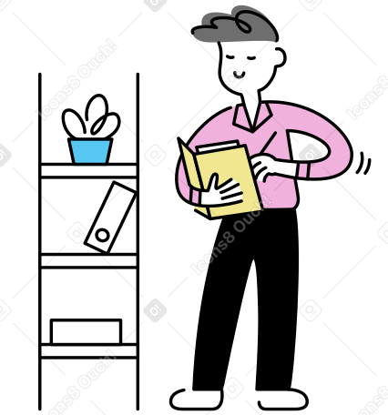 Young man writing in folder PNG, SVG