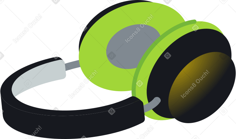黒と緑のヘッドフォン PNG、SVG