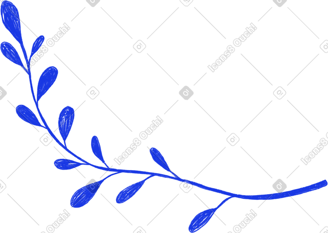 blue twig with different leaves PNG, SVG