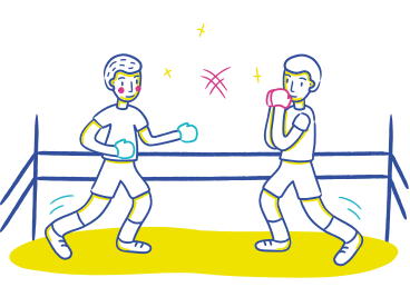 Two boys boxing in a boxing ring PNG, SVG