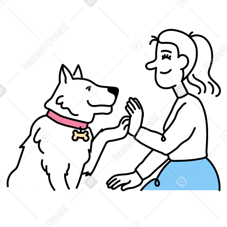 그녀의 개를 훈련하는 젊은 여자 PNG, SVG