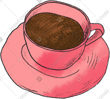 Pink mug with black coffee PNG, SVG