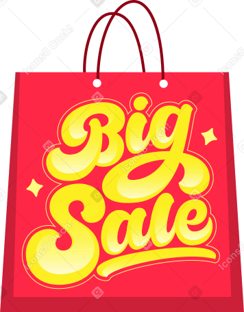 надпись большая распродажа на сумке в PNG, SVG