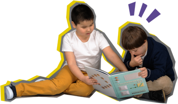 kids reading a book PNG, SVG
