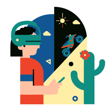 Virtual reality animated illustration in GIF, Lottie (JSON), AE