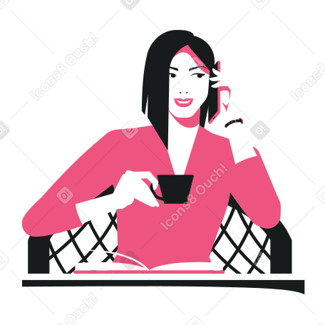 Businesswoman in a cafe Illustration in PNG, SVG