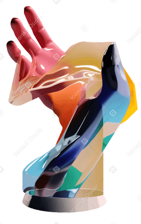 3D Escultura abstrata de mão com formas líquidas PNG, SVG