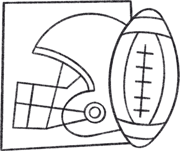 rugby helmet and ball on square PNG, SVG