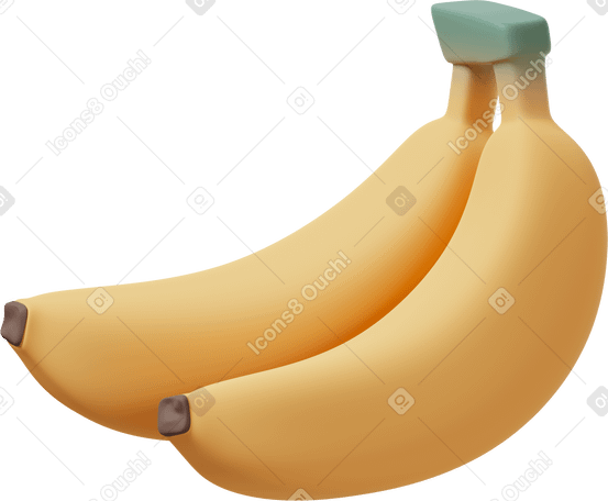 3D Two yellow bananas Illustration in PNG, SVG