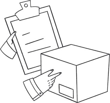 Hands holding parcel and clipboard PNG, SVG
