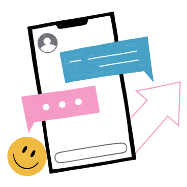 Smartphone with messenger chat screen PNG, SVG