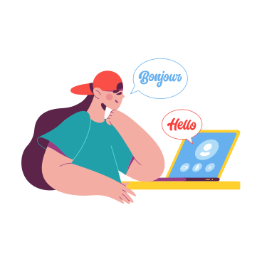 Woman learns a new language online PNG, SVG
