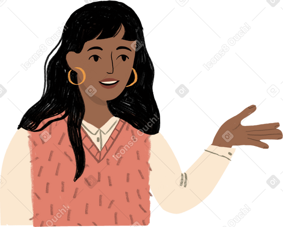 girl pointing towards something with her hand PNG, SVG