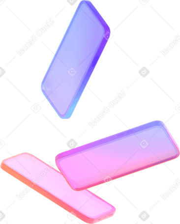 3D three gradient smartphones PNG, SVG