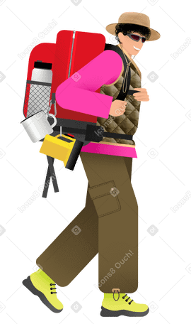 Young male traveler with backpack PNG, SVG