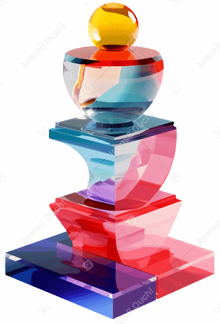3D stack of different colorful shapes PNG, SVG