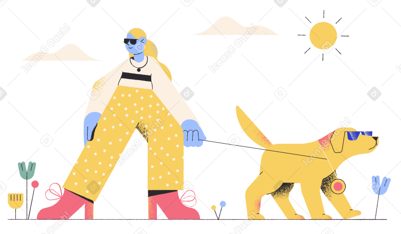 Dog walking Illustration in PNG, SVG