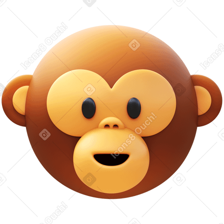 3D monkey face PNG, SVG