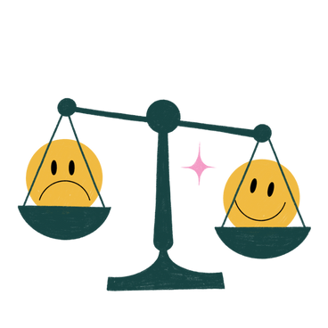 Happy and sad smileys on weighing scale PNG, SVG