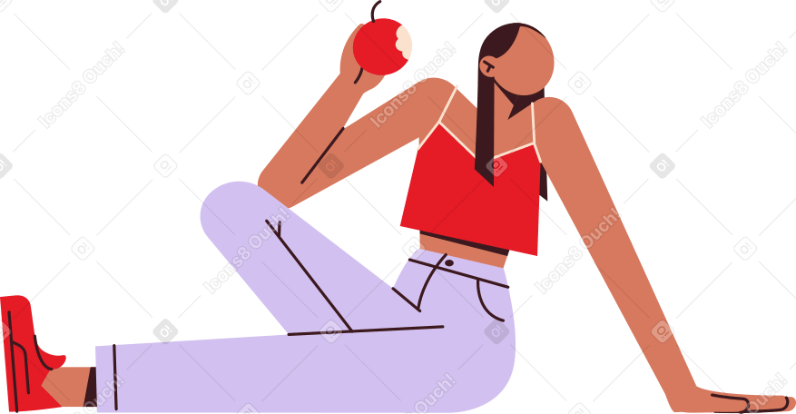 young woman with an apple PNG, SVG