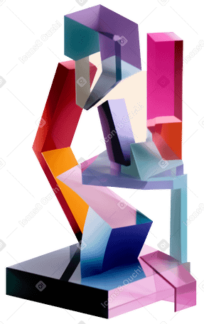 3D Escultura abstracta con formas rectangulares PNG, SVG