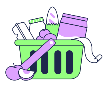 Shopping basket with lots of groceries PNG, SVG