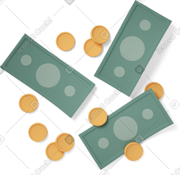 Banknotes with coins PNG, SVG