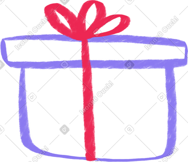 Lined purple present with red bow PNG, SVG