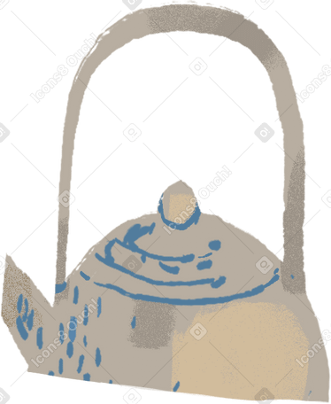 ceramic kettle with a long handle Illustration in PNG, SVG