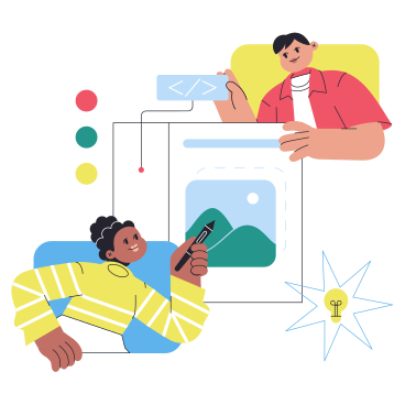 Мужчина и женщина сотрудничают в веб-дизайне в PNG, SVG