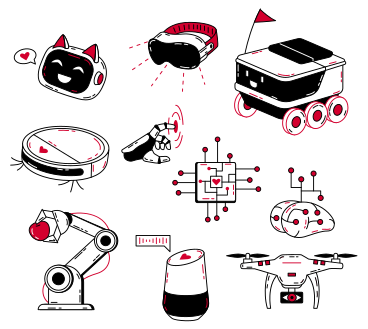Виды роботов и искусственный интеллект в PNG, SVG