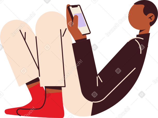 전화로 앉아 젊은 남자 PNG, SVG