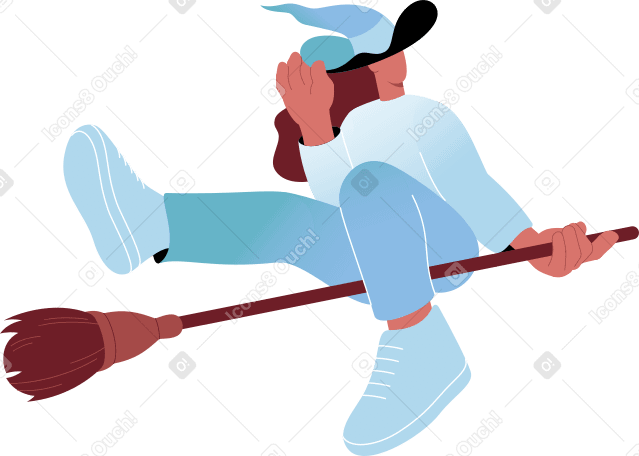 witch on broom PNG, SVG
