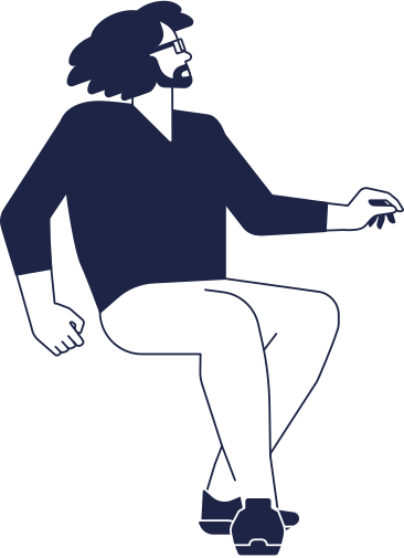 office man in glasses sits PNG, SVG