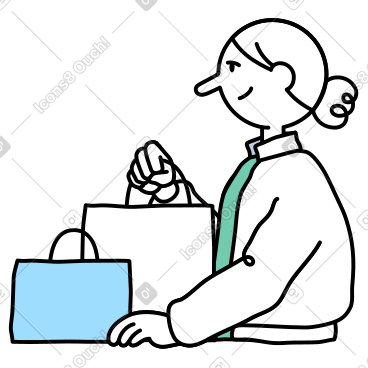 有购物袋的年轻女子 PNG, SVG