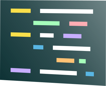 turned black rectangle with colorful code PNG, SVG