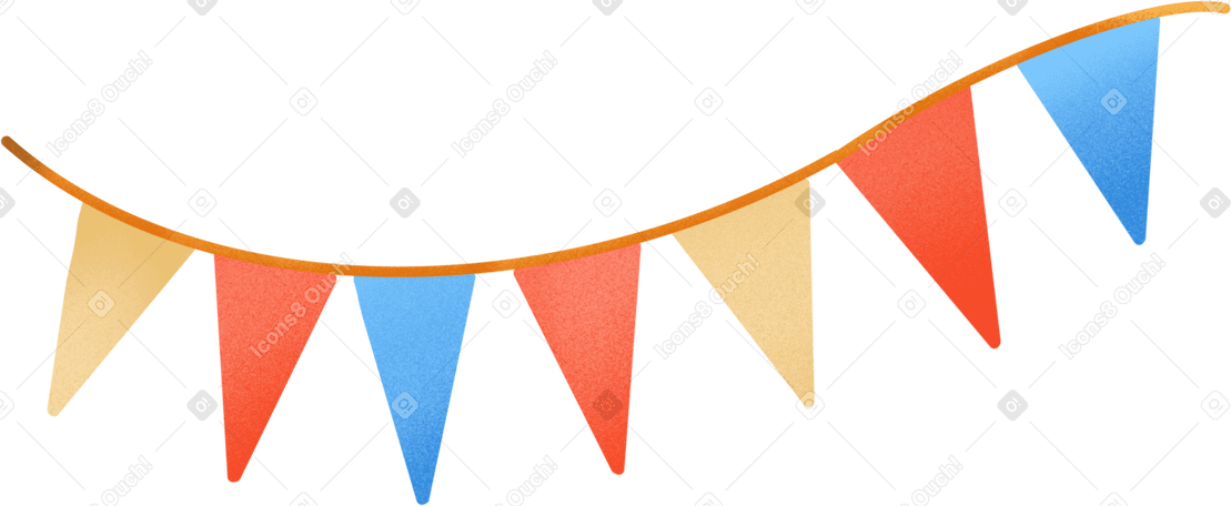 colored triangular flags on a string PNG, SVG